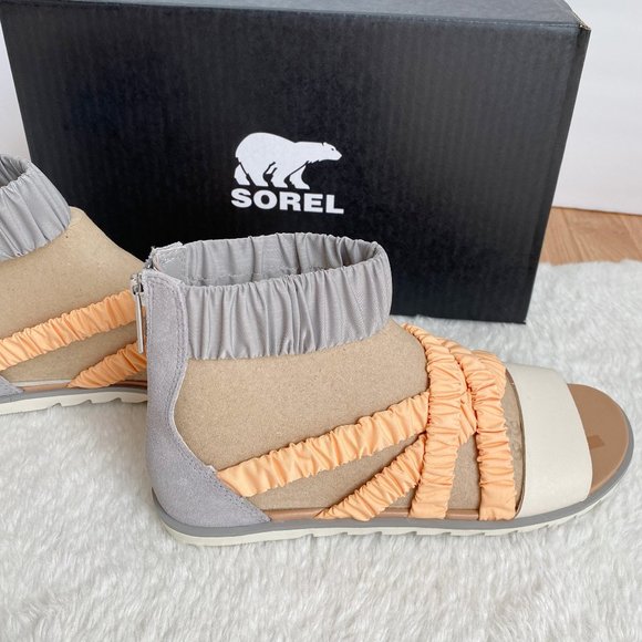 Sorel Ella II Ankle Strap Women's Sandals, Gray/Orange, Size 8 - Picture 7 of 9